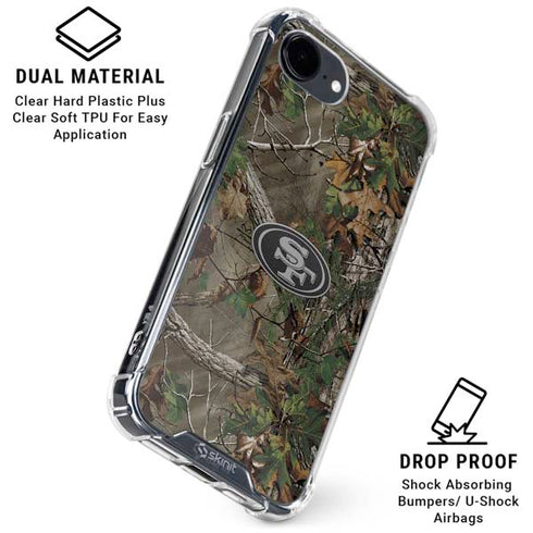 NFL San Francisco 49ers Realtree Xtra Green Camo iPhone 16e Clear Case